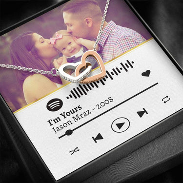 Personalized Our Song Interlocking Hearts Necklace - Love You This Much